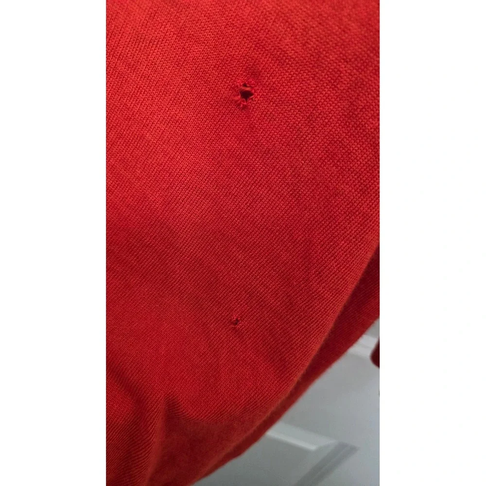 Eileen Fisher Cardigan‎ Womens Medium Red Merino Wool Longline V-Neck Sweater